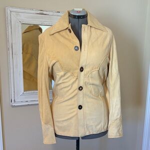 Women’s Handmade Kidskin Suede Shirt, Butter Yellow, Sz. 40 /